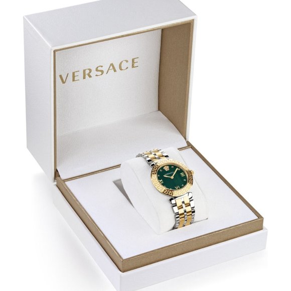 Versace Luxury Two Tone Green Bezel Watch - Picture 4 of 4